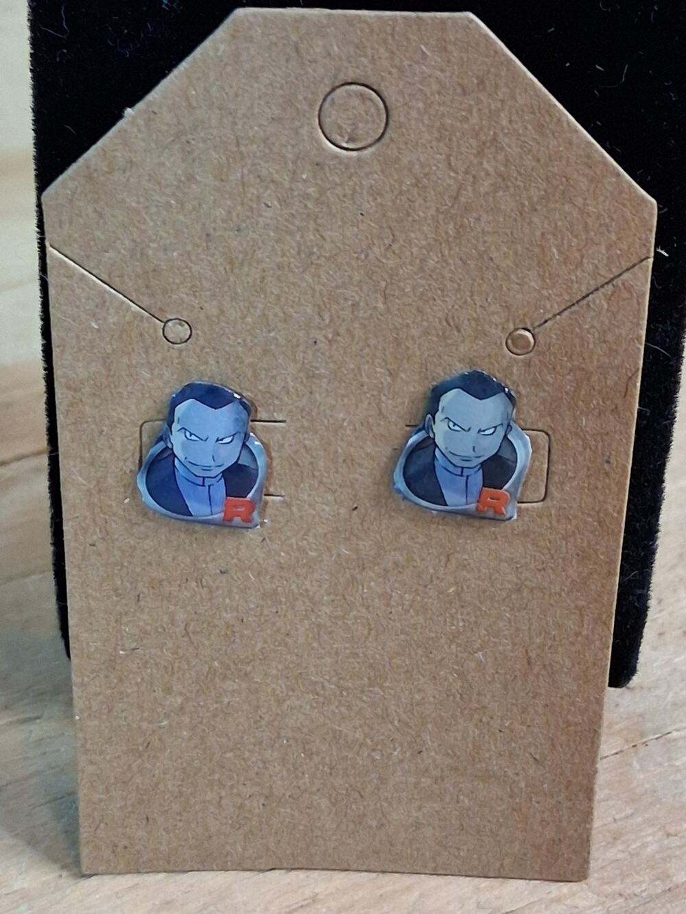 Handmade Giovanni Resin Stud Earrings. Team Rocket Handmade Earrings Small Round